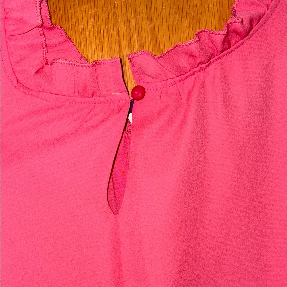 Pink Sleeveless Ruffle Neck Top - Picture 4 of 5
